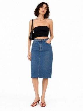 Vintage Tabi Classic Denim Jean Skirt Midi Below Knee Medium Wash 29” Waist